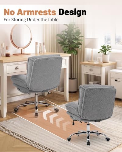Criss Cross Office Chair, Cross Legged Armless Chair with Footrest (gray)