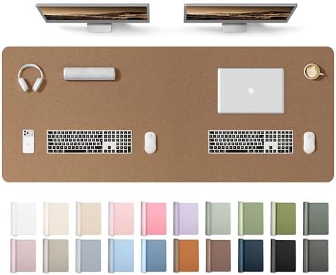 YSAGi Leather Desk Protector, Office Mat, Large Mouse Mat, Non-Slip PU Leather Blotter, Laptop Desk Mat, Waterproof Writing Pad for Office and Home(Shiny Bronze, 63" x 24")