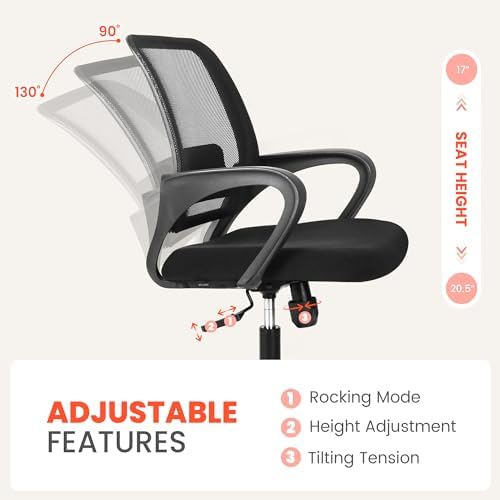 NEO CHAIR Home Office Desk Chair Ergonomic Mesh with Lumbar Support, Black