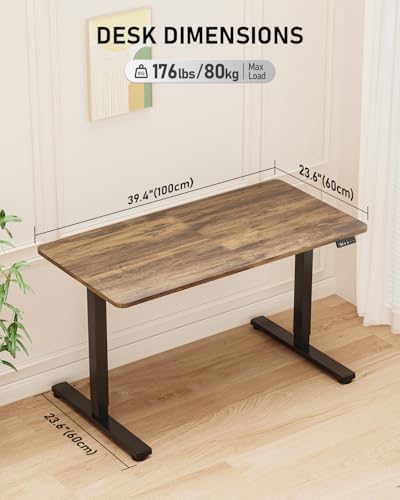 40" Small Electric Standing Desk Adjustable Height for Home Office
