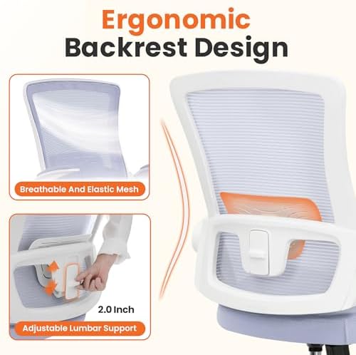 NEO CHAIR Office Desk Chair High Back Mesh Chair Adjustable Lumbar, Purple