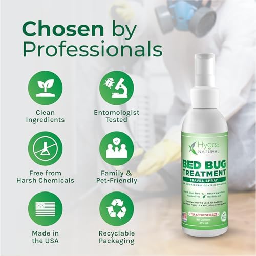 Hygea Natural Bed Bug Lice & Mite Travel Killer Spray TSA 3 oz 2-Pack