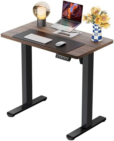 ErGear Height Adjustable Electric Standing Desk, 32 x 19 Inches Sit Stand up Desk, Memory Computer Home Office Desk, Dark Walnut