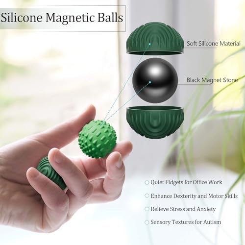 luckdoor Silicone Magnetic Balls Fidget Toys for Adults & Teens,8PCS Stress Relief Sensory Toys for Autism ADHD Anxiety,Fun Textures Gadgets,Office Desk Toy,Stocking Stuffers for Women Men Teen Gifts