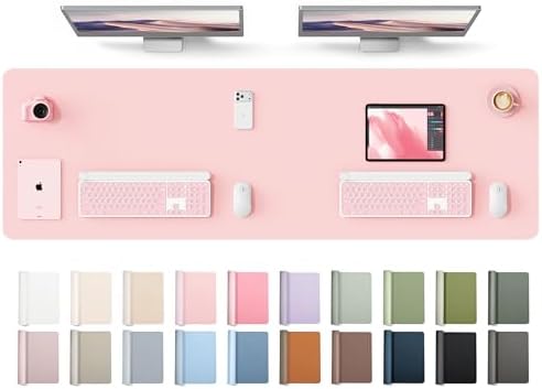YSAGi Leather Desk Protector, Office Mat, Large Mouse Mat, Non-Slip PU Leather Blotter, Laptop Desk Mat, Waterproof Writing Pad for Office and Home(Light Pink, 63" x 17.2")