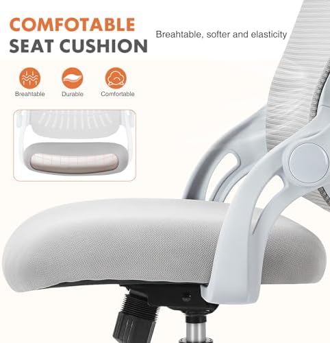 Sweetcrispy Home Office Chair, Mesh Office Chair, Lumbar Support, Grey
