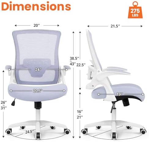 NEO CHAIR Office Desk Chair High Back Mesh Chair Adjustable Lumbar, Purple