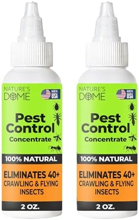 Ant Spray Indoor Outdoor Concentrate 2 Pack - Natural Bug Spray for Home & Yard | Nature's Dome 2 x 2 Oz Makes 32 Oz | Plant-Based Cinnamon Oil Pest Control for Fleas, Ticks, Mosquitoes & Roaches