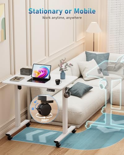 32" Small Rolling Electric Standing Desk Adjustable Height for Home Office