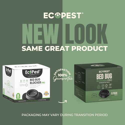 Bed Bug Interceptors – 8 Pack | Bed Bug Blocker (Pro) Interceptor Traps (Black) | Insect Trap, Monitor, and Detector for Bed Legs
