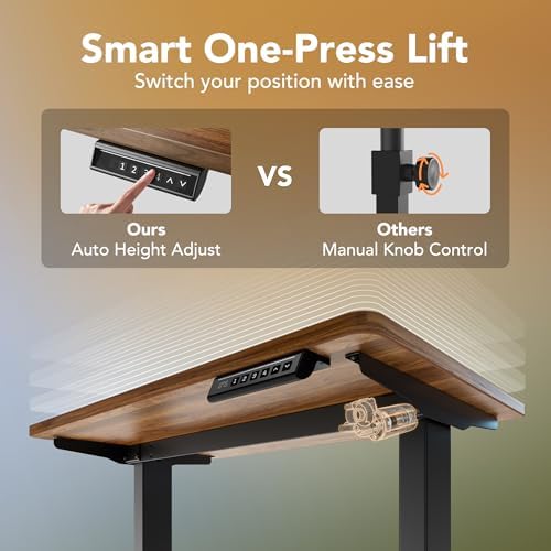 HUANUO 43x24 Inch Electric Standing Desk, Height Adjustable, Black Walnut