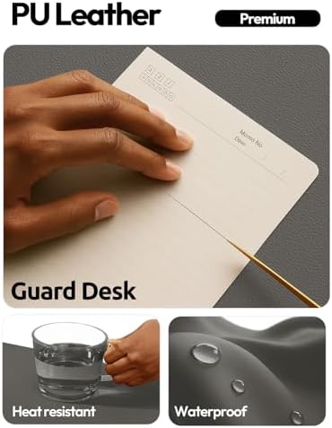 YSAGi Leather Desk Protector, Office Mat, Large Mouse Mat, Non-Slip PU Leather Blotter, Laptop Desk Mat, Waterproof Writing Pad for Office and Home(Dark Grey, 63" x 17.2")