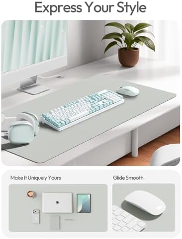YSAGi Leather Desk Protector, Office Mat, Large Mouse Mat, Non-Slip PU Leather Blotter, Laptop Desk Mat, Waterproof Writing Pad for Office and Home(Light Grey, 40" x 24")