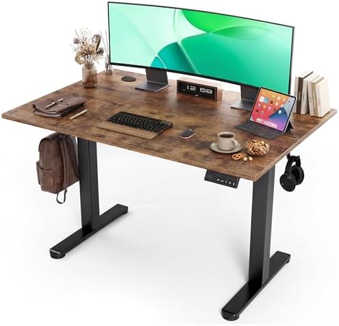 Claiks Electric Height Adjustable Standing Desk, 40x24 Inch, Rustic Brown