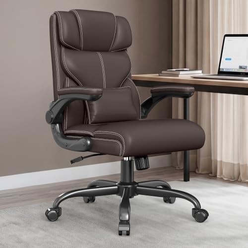 Office Chair, Executive Mid-Back Computer Desk Chair with Flip-up Armrests