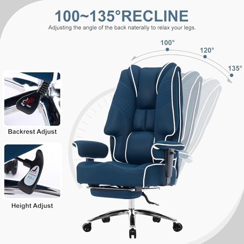 EXCEBET Big and Tall Executive Office Chair 400lbs Wide Seat, Mesh Grey