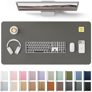 YSAGi Leather Desk Protector, Office Mat, Large Mouse Mat, Non-Slip PU Leather Blotter, Laptop Desk Pad, Waterproof Writing Pad for Office and Home (Dark Grey, 35.4" x 17")