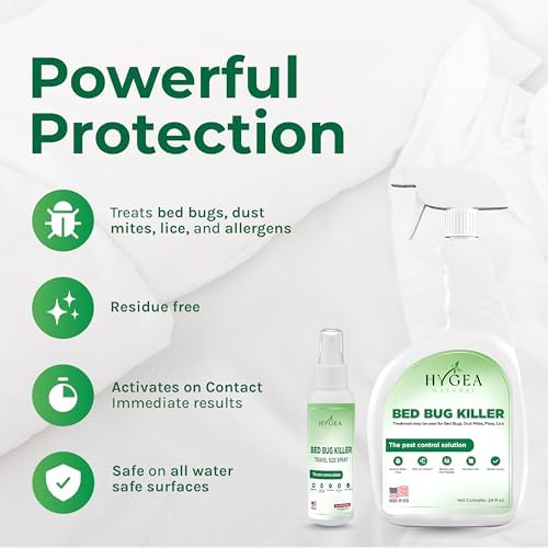 Hygea Natural Bed Bug Killer Spray & Travel Spray kit Duo: 24oz + 3oz