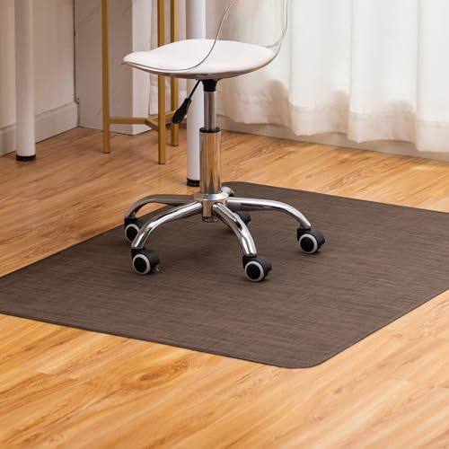 BARoyal Office Chair Mat for Hardwood Floor Under Desk Computer Rolling Chair Mat for Wood/Tile Floor Non-Slip Heavy Duty Desk Rug PVC Plastic Hard Floor Protector 45" x 53"(Coffee)