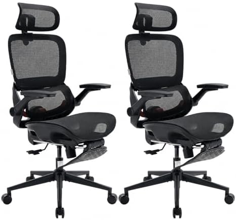 SIHOO B100 PRO Ergonomic Office Chair with Footrest, Mesh Office Chair with Adaptive Lumbar Support, Computer Chair with Wide Headrest, Desk Chair with 360° Rotatable Flip-Up Armrests, Jet Black