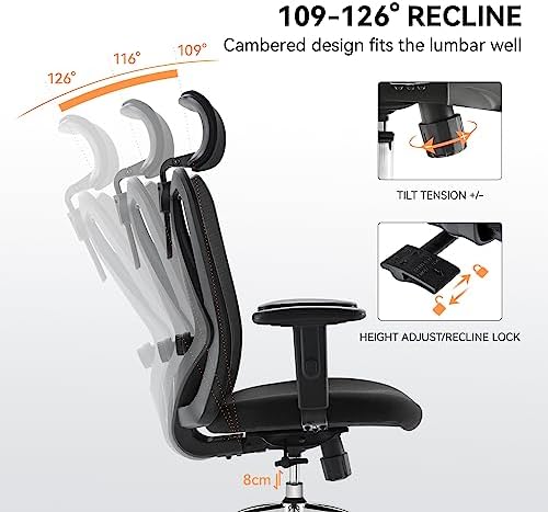 SIHOO M18 Ergonomic Office Chair, Upgraded Wheels, Mesh Back Desk Chair