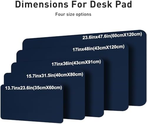 Aothia Faux Leather Desk Mat – Large Mouse Pad, Non-Slip PU Leather Blotter, Waterproof Writing Surface for Office and Home (Dark Blue, 47.2" x 23.6")
