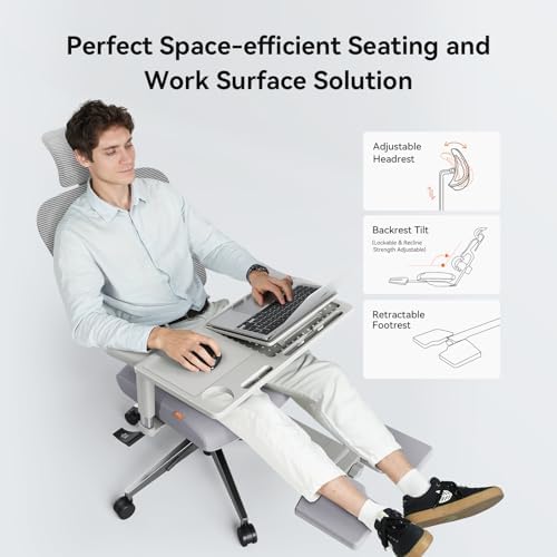 Newtral Office Chair Ergonomic - Home Office Desk Chair, Back Pain Chair with Auto-Following Lumbar Support, 4D Armrest, Seat Depth and Height Adjustable