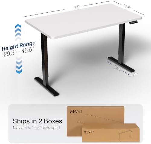 VIVO White 43 x 24 in Standing Desk, DESK-KIT-1B4W