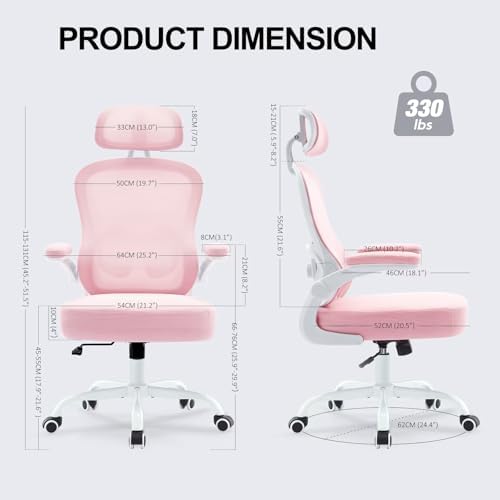 Ergonomic Office Chair,Ultra Thick Spring Cushion Desk Chair,Pink
