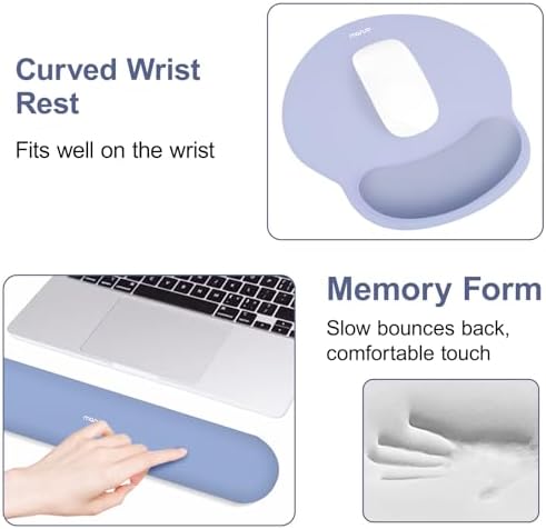 MOSISO Wrist Rest Support for Mouse Pad&Keyboard Set, Stone Blue