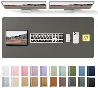YSAGi Leather Desk Pad Protector, Office Desk Mat, Large Mouse Pad, Non-Slip PU Leather Desk Blotter, Laptop Desk Pad, Waterproof Desk Writing Pad for Office and Home (Dark Grey, 47" x 17")