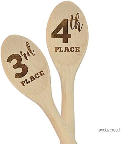 Andaz Press Laser Engraved Wooden Mixing Spoon Trophy Award Prize, 12-inch, 3rd Place, 4th Place, 2-Pack