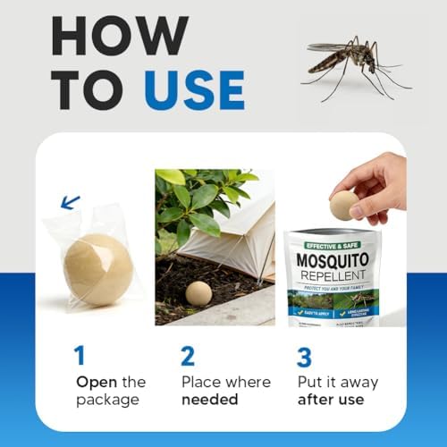Mosquito Repellent Outdoor Patio, Mosquito Repellent Balls, Mosquitoes Deterrent for Yard, Keep Mosquito Away for Garage/Porch/Camping, Mosquito Control Indoor, Covers up to 120 sq ft-12P