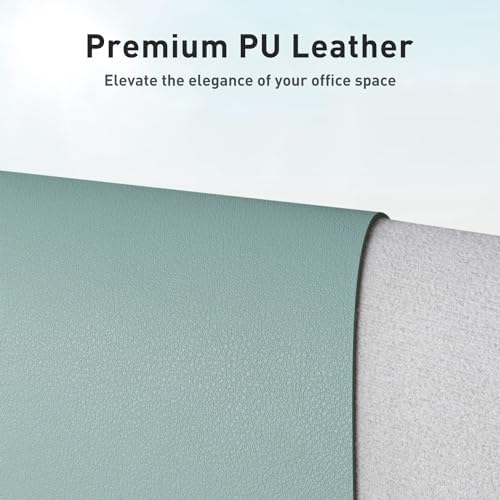 Aothia Faux Leather Desk Mat - Non-Slip PU Leather Desk Blotter, Waterproof Writing Surface, Large Desk Pad for Office & Home (Light Blue, 55" x 24")