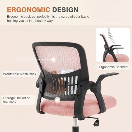 Sweetcrispy Computer Desk Chair, Mesh Office Chair, Lumbar Support