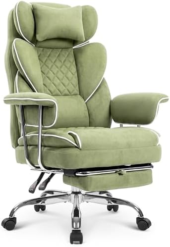 NEO CHAIR Big & Tall Leather Office Chair, High Back, Lumbar Support, Green