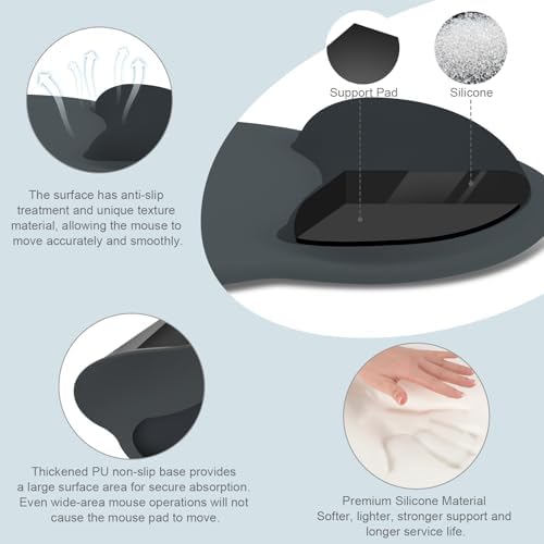 MOSISO Wrist Rest Support for Mouse Pad&Keyboard Set, Slate Gray