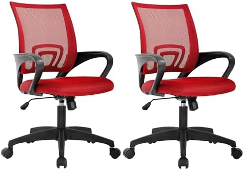 BestOffice Home Office Chair Ergonomic Desk Chair Mesh Computer Chair with Lumbar Support Armrest Executive Rolling Swivel Adjustable Mid Back Task Chair,Red