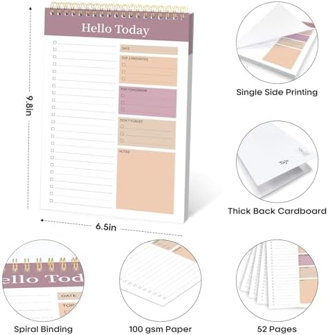 Taja To Do List Notepad, Undated Daily Planner for Work and Goal Setting