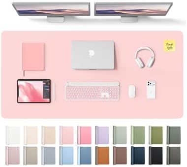 YSAGi Leather Desk Pad Protector, Office Desk Mat, Large Mouse Pad, Non-Slip PU Leather Desk Blotter, Laptop Desk Pad, Waterproof Desk Writing Pad for Office and Home (Light Pink, 55" x 24")