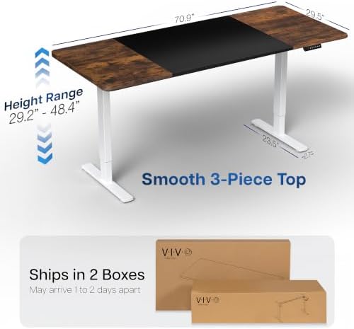VIVO Black/Vintage Brown 71 x 30 in Standing Desk, DESK-KIT-1W7BN