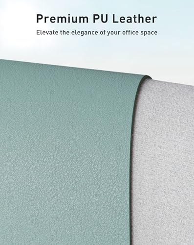 Aothia Faux Leather Desk Mat - Large Mouse Pad, Non-Slip PU Leather Blotter, Waterproof Writing Surface for Office and Home (Light Blue, 40" x 24")