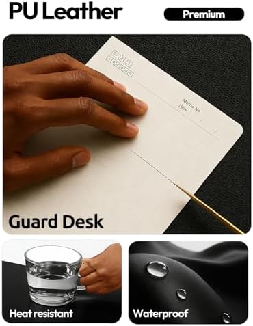 YSAGi Leather Office Desk Pad Protector, Large Mouse Pad, Non-Slip, PU Leather, Laptop Desk Blotter, Waterproof Writing Pad for Office and Home, Black, 23.6" x 13.8"