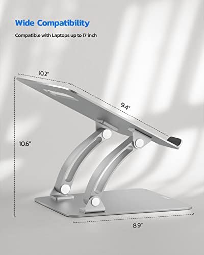 Nulaxy Ergonomic Adjustable Laptop Stand for Desk, Dual Foldable Computer Riser with Advanced Heat-Vent, Heavy-Duty Portable Notebook Holder for Posture Correction, Compatible with Mac 10-16" Laptops
