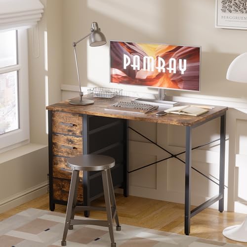 Pamray 32 Inch Computer Desk with 4 Drawers Small Office Desk for Home Bedroom Study Writing Simple Modern Computer Table Vintage