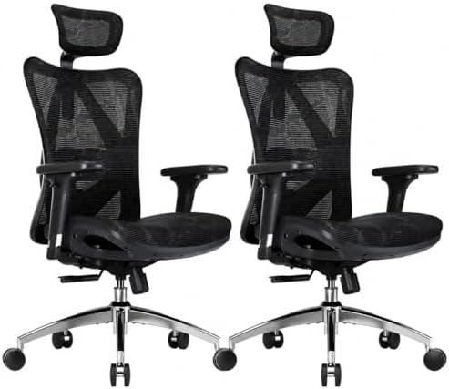 SIHOO M57 Ergonomic Mesh Office Chair, High Back Home Desk Chair with 3D Armrests, Lumbar Support and Adjustable Headrest, Comfortable Computer Chair, Big & Tall Office Chair Hold 330 LBS-Ebony