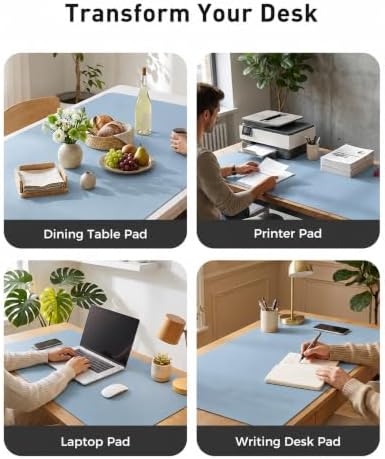 Aothia Faux Leather Desk Mat for Keyboard & Mouse (Sky Blue, 42" x 17")