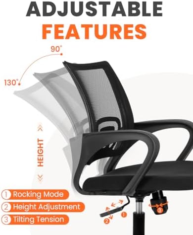 NEO CHAIR Office Computer Chair Ergonomic Mid-Back Desk Chair, Mesh Black