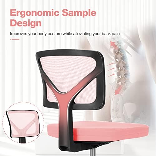 Sweetcrispy Small Armless Desk Chair, Mesh Rolling Office Chairs