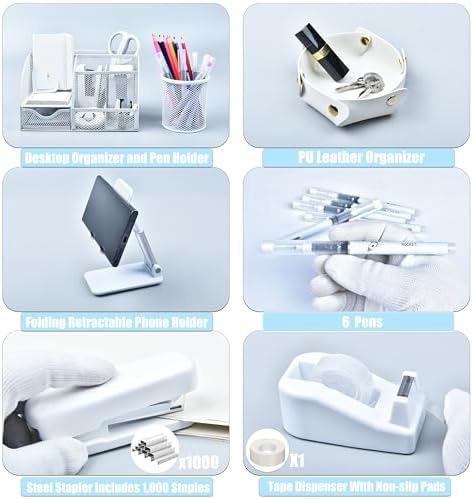 LXEVIHK White Desk Accessories 23-Piece Office Supplies Gift Set